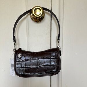 Coach Brown Croc-Embossed Swinger 20